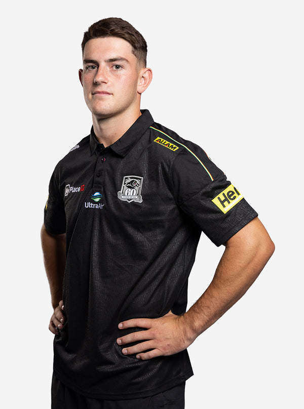 26 Panthers Men's Black Media Polo