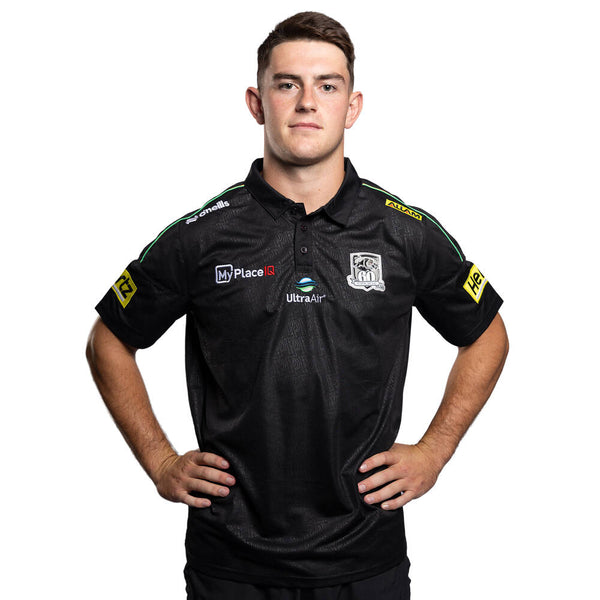 26 Pan Mens Black Media Polo