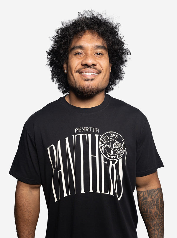 Panthers Black Gothic Stamp T-Shirt