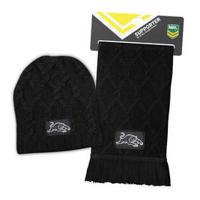 Panthers Cable Skull Beanie + Cable Knit Scarf